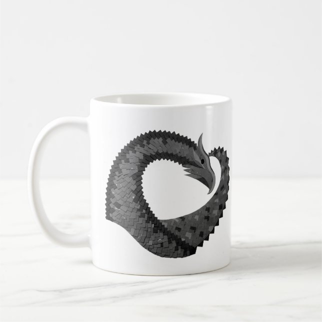 Mug Dragon de coeur noir sur blanc (Gauche)