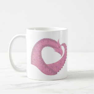 Mug Dragon de coeur rose sur blanc