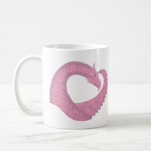 Mug Dragon de coeur rose sur blanc (Gauche)