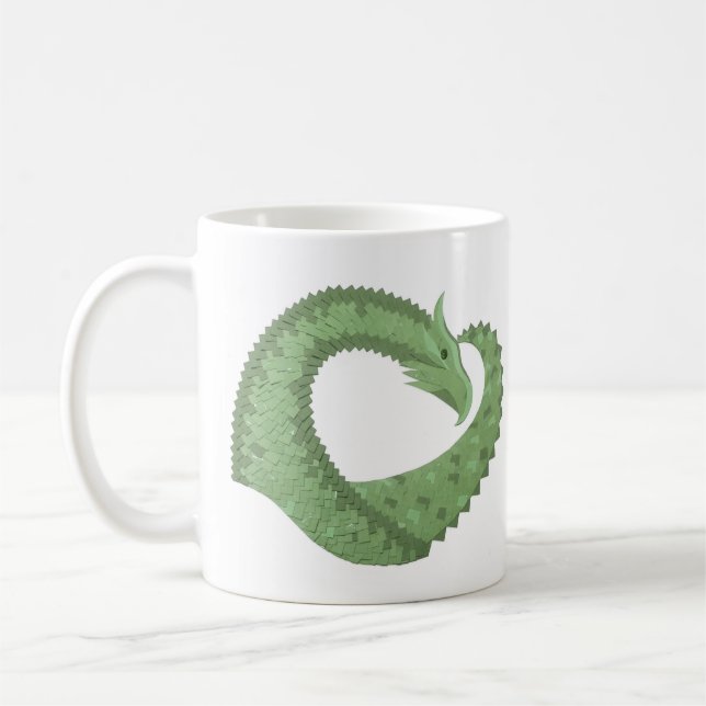 Mug Dragon de coeur vert olive blanc (Gauche)