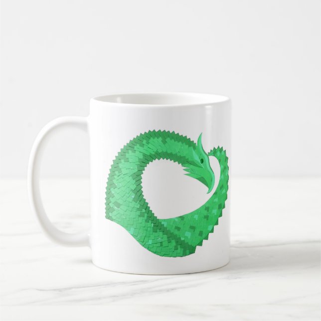 Mug Dragon de coeur vert sur blanc (Gauche)