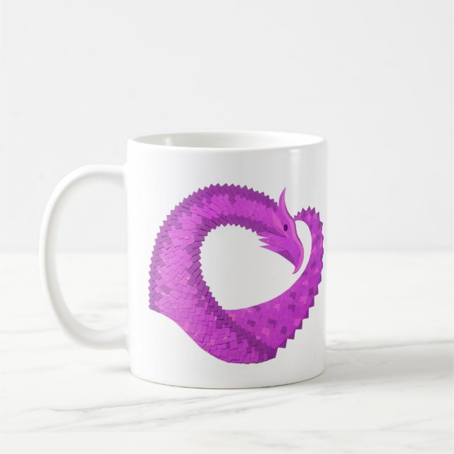 Mug Dragon de coeur violet clair sur blanc (Gauche)