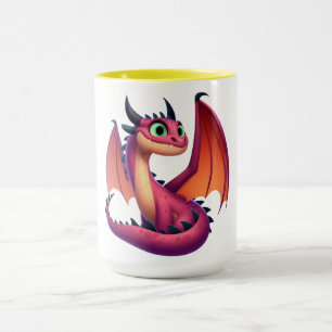 Mug Dragon de dessin animé mignon violet/rouge