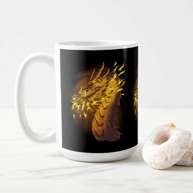 Mug Dragon de Feu Doré (Avec donut)