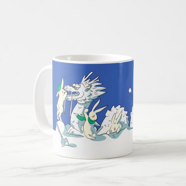Mug Dragon de neige et lapins lapins de boue (Devant gauche)