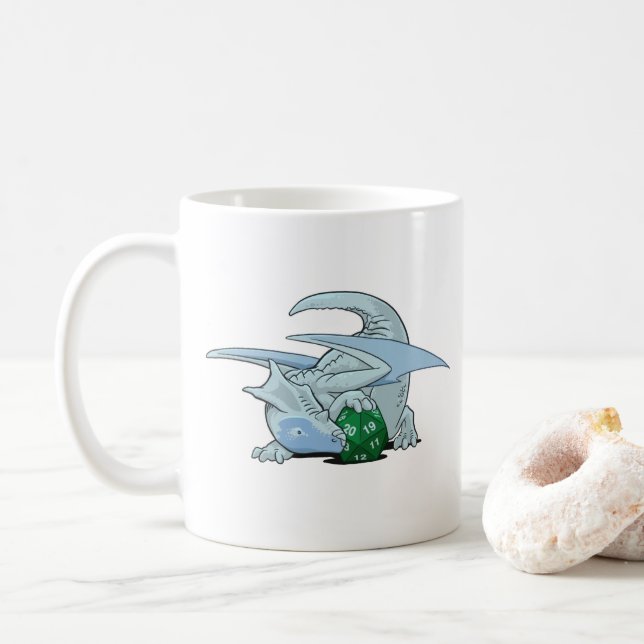 Mug Dragon du blanc D20 (Avec donut)