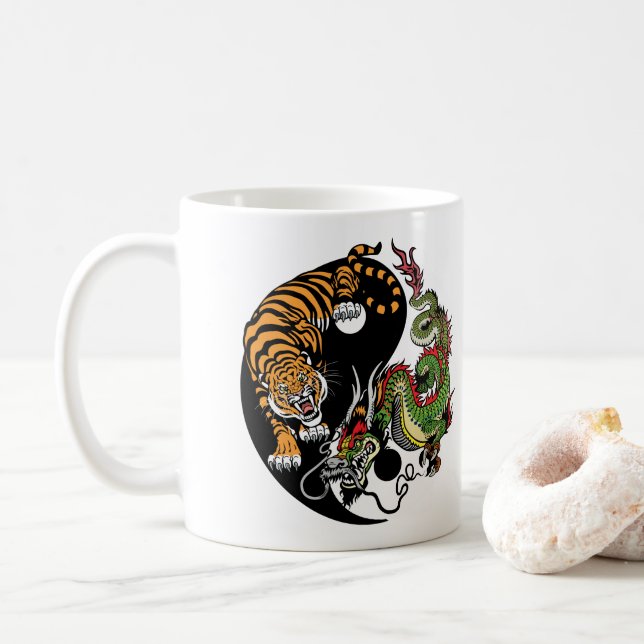 Mug dragon et tigre yin yang (Avec donut)