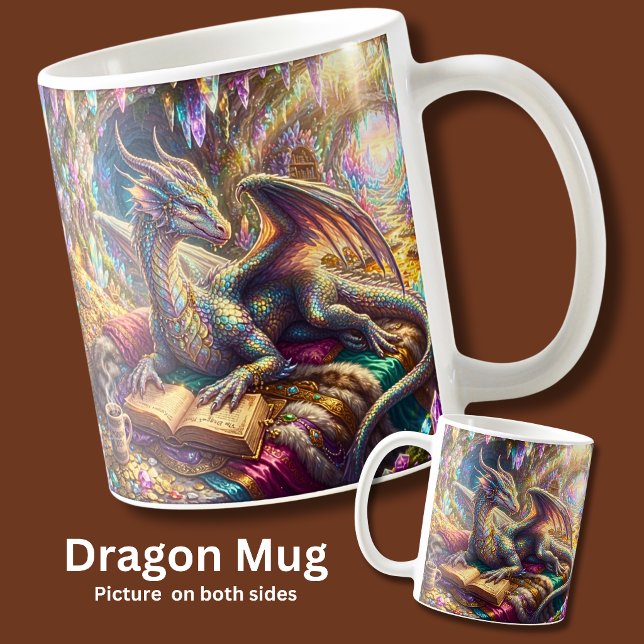 Mug Dragon Fantastique avec Livre & Café dans son Repa (Créateur téléchargé)
