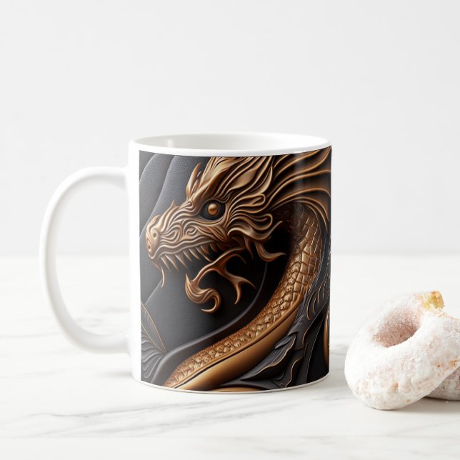 Mug Dragon imprimé en cuir 3D (Avec donut)