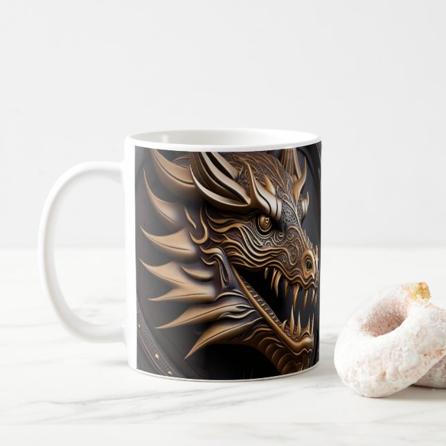 Mug Dragon imprimé en cuir 3D (Avec donut)