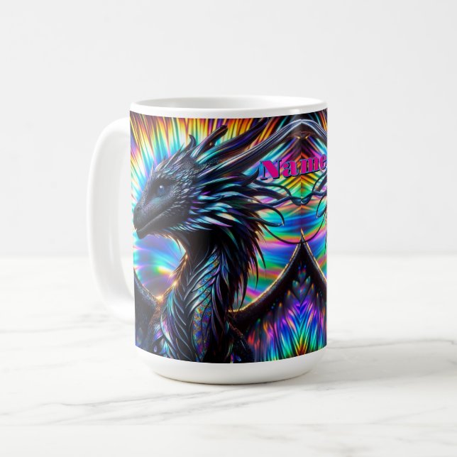 Mug Dragon Iridescendant avec un Arrière - plan dynami (Devant gauche)