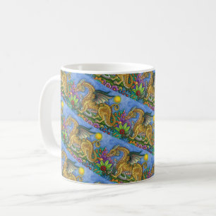 MUG DRAGON MÉDIÉVAL & JEUNE, JARDIN D'ART FOLK COLORÉ