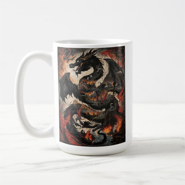 Mug Dragon noir épique au-dessus d'une illustration de (Gauche)