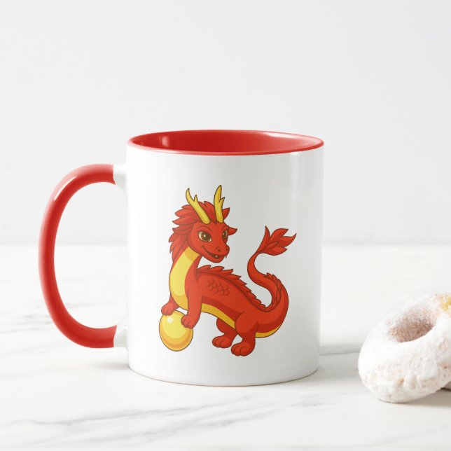 Mug Dragon Rouge Chinois (Avec donut)