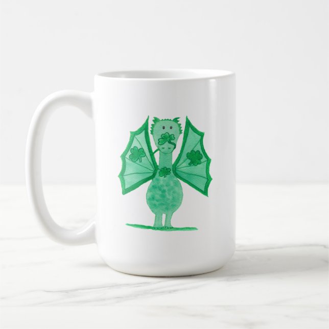 Mug Dragon Vert Avec Trèfles (Gauche)