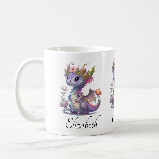 Mug Dragon violet à couronne élégante (Gauche)