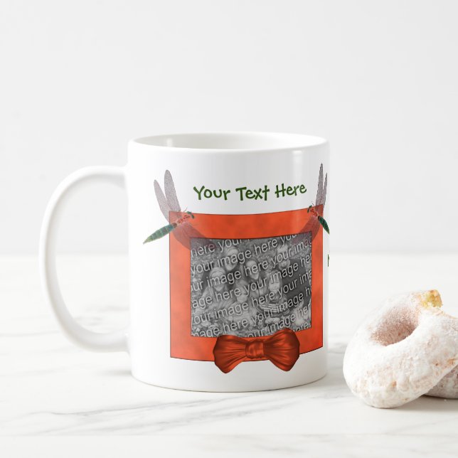 Mug Dragonflies Frame Ajouter photo personnalisée (Avec donut)