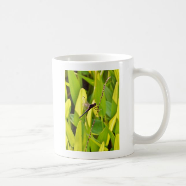 Mug Dragonfly Blue et noir sur l'herbe. (Droite)