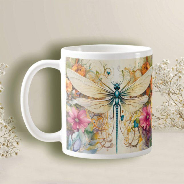 Mug Dragonfly Et Fleurs sauvages (Créateur téléchargé)