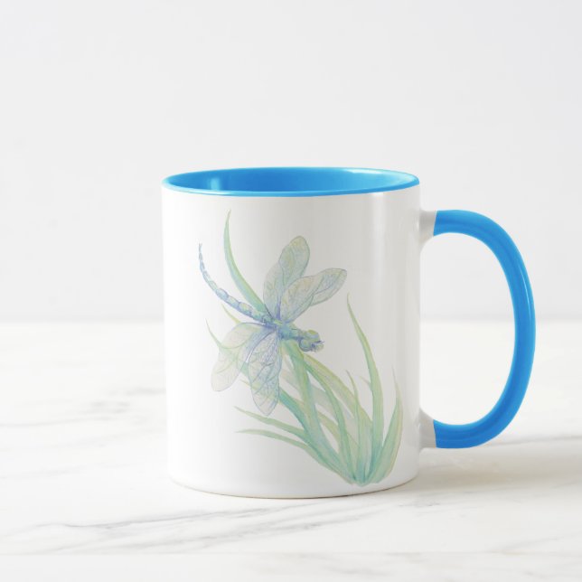 Mug Dragonfly originale en bleu et vert (Droite)