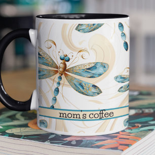 Mug Dragonlies en Motif de vol en Aqua et Gold