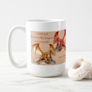 Mug Dragons avec King Lear citation rouge, or, blanc M