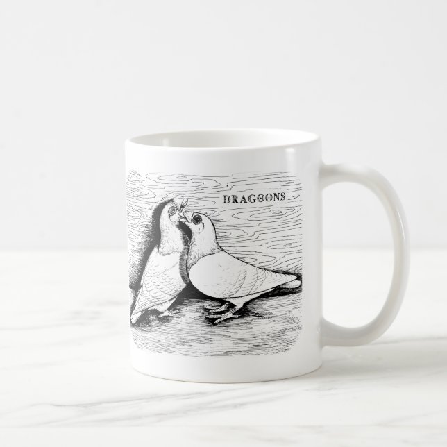 Mug Dragoon Pigeons White Pair (Droite)
