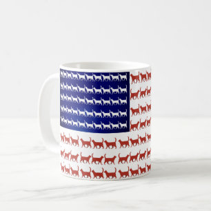 Mug Drapeau 4 juillet chat rouge blanc et bleu