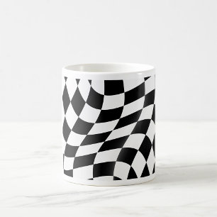 Mug Drapeau à carreaux noir et blanc ondulé de course