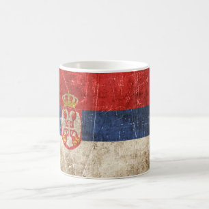 Mug Drapeau âgé et rayé de cru de la Serbie