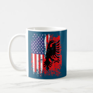Mug Drapeau albanais américain Patriotique USA Albanie