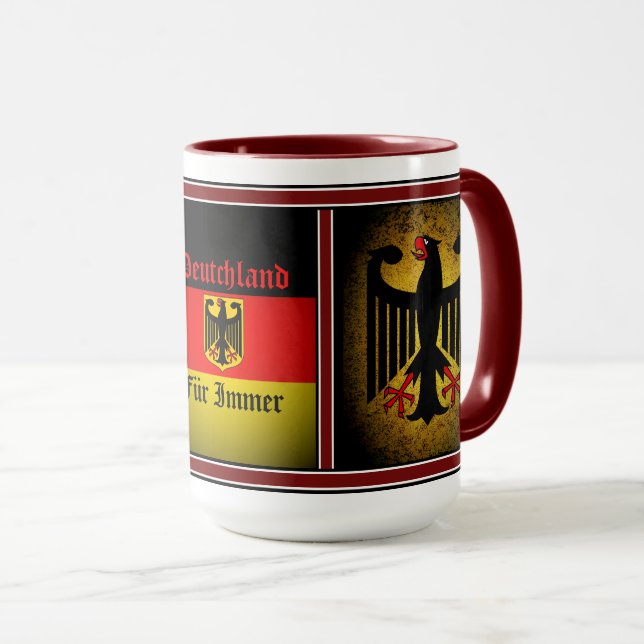 Mug Drapeau allemand, aigle noir, fourrure allemande (Devant droit)