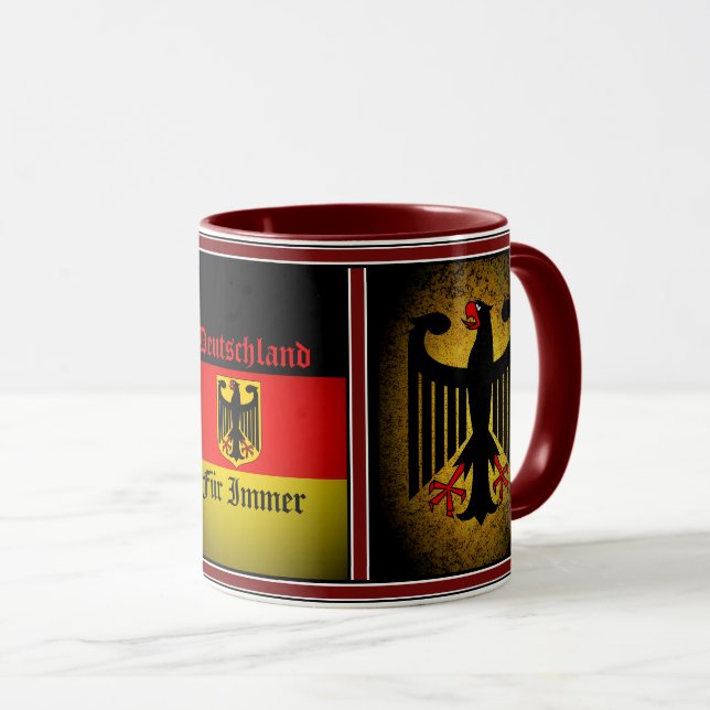 Mug Drapeau allemand, aigle noir, fourrure allemande (Devant droit)