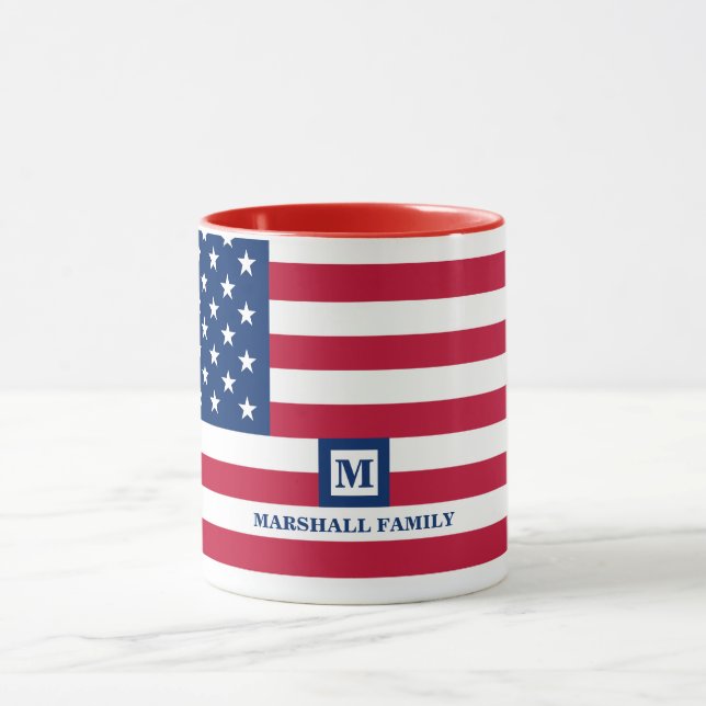 Mug Drapeau américain 4 juillet États-Unis Customisé M (Centre)