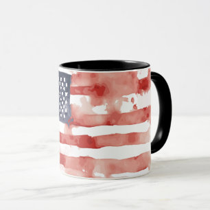 Mug Drapeau américain à l'aquarelle, 4 juillet