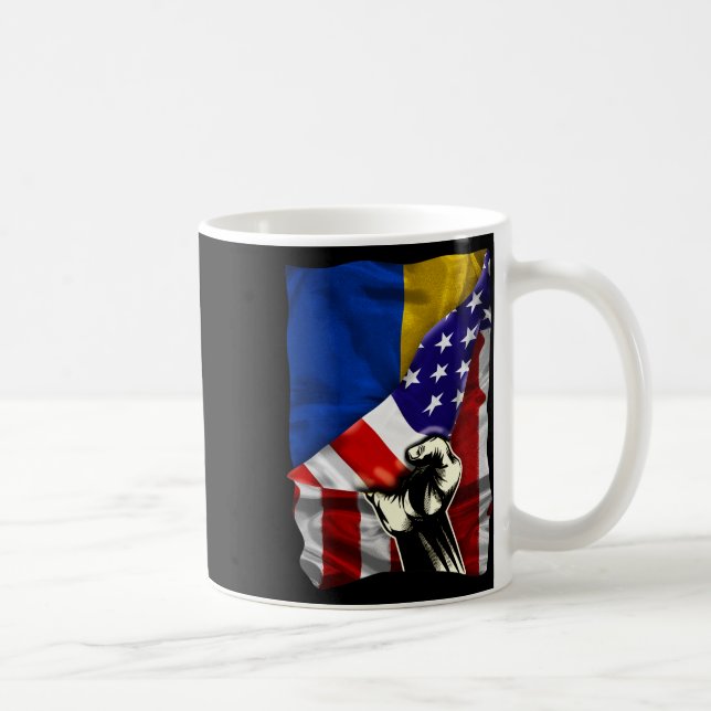 Mug Drapeau américain à moitié racines ukrainiennes Dr (Droite)