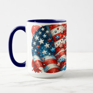 Mug Drapeau américain Abstrait rouge, blanc et bleu