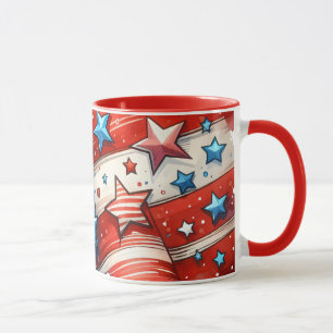 Mug Drapeau américain Abstrait rouge, blanc et bleu