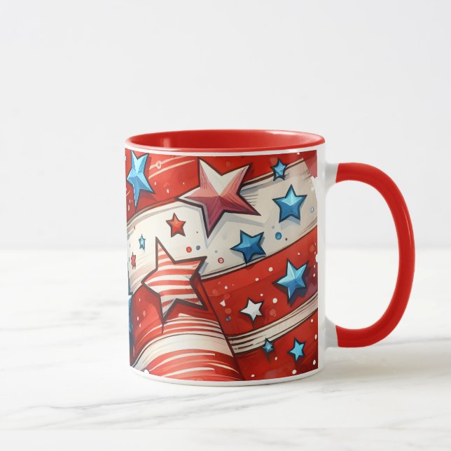 Mug Drapeau américain Abstrait rouge, blanc et bleu (Droite)