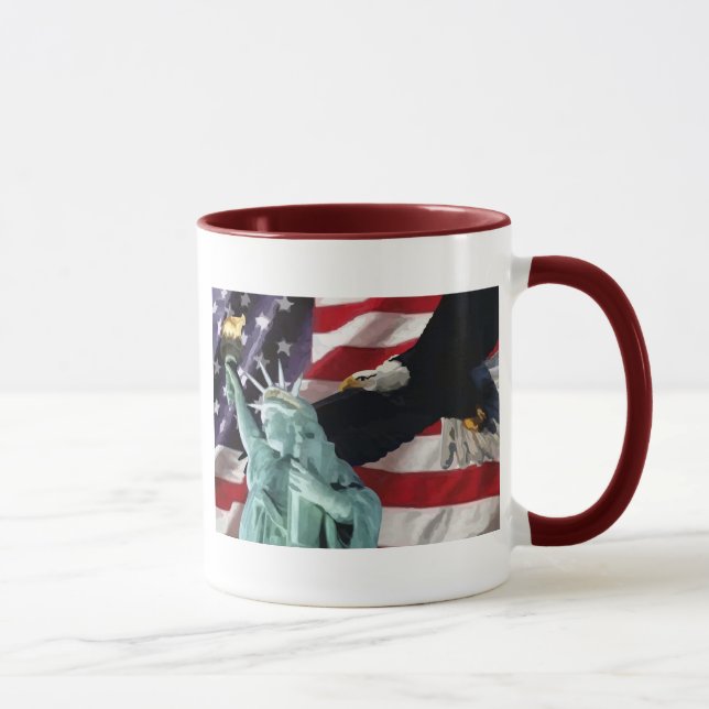 Mug Drapeau américain avec l'Américain Eagle et Madame (Droite)