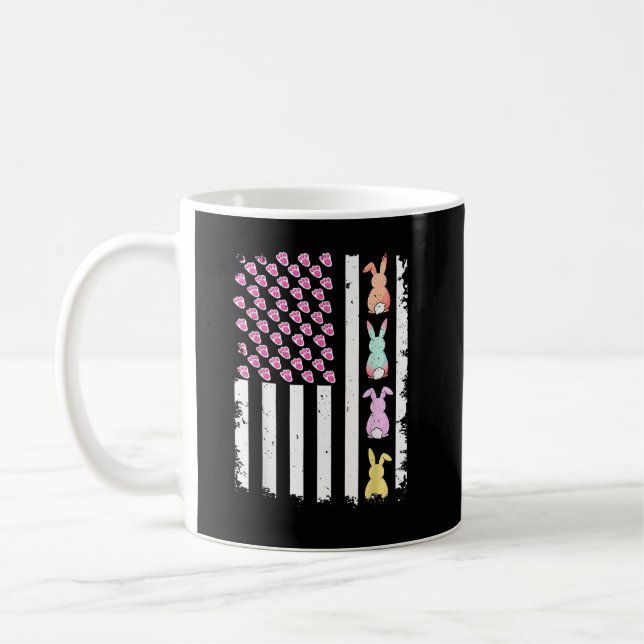Mug Drapeau américain avec lapin pour le jour de Pâque (Gauche)