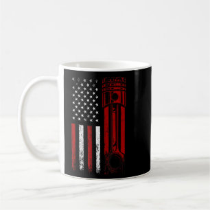 Mug Drapeau Américain Avec Moteur De Voiture Piston Gr