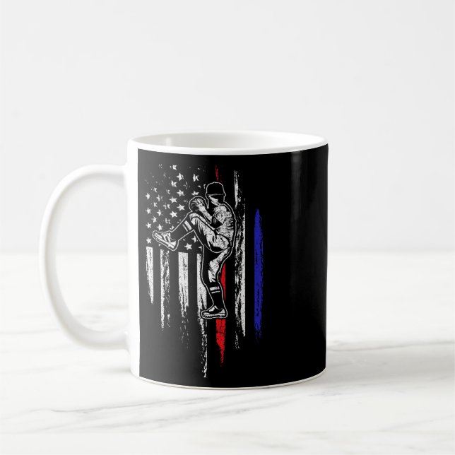 Mug Drapeau Américain Baseball Lanceur Usa Lancement 4 (Gauche)