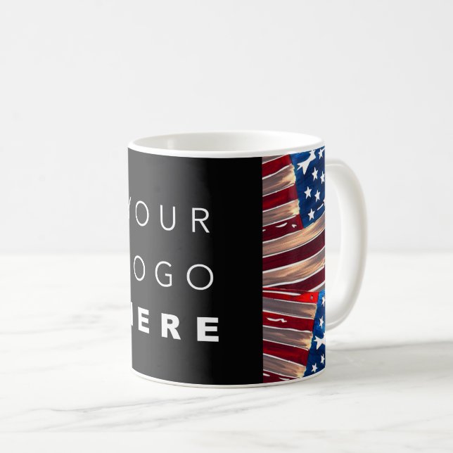 Mug Drapeau américain Bleu Blanc Rouge Logo Personnali (Devant droit)