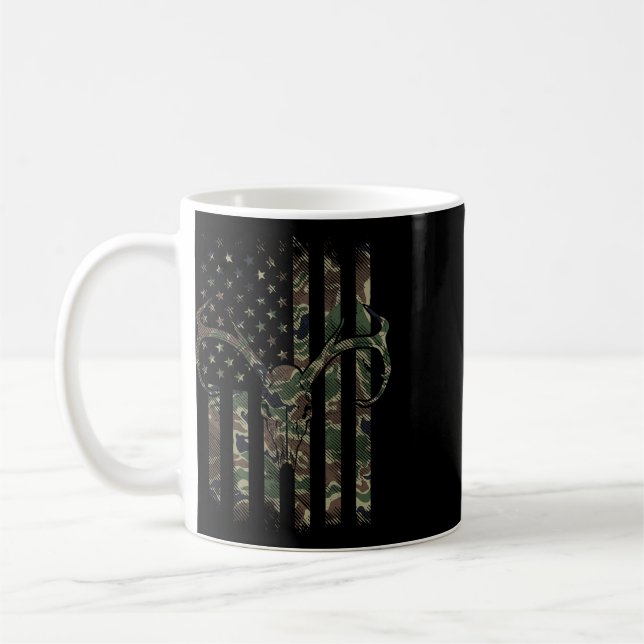 Mug Drapeau américain camouflage Crâne de cerf Chasse  (Gauche)