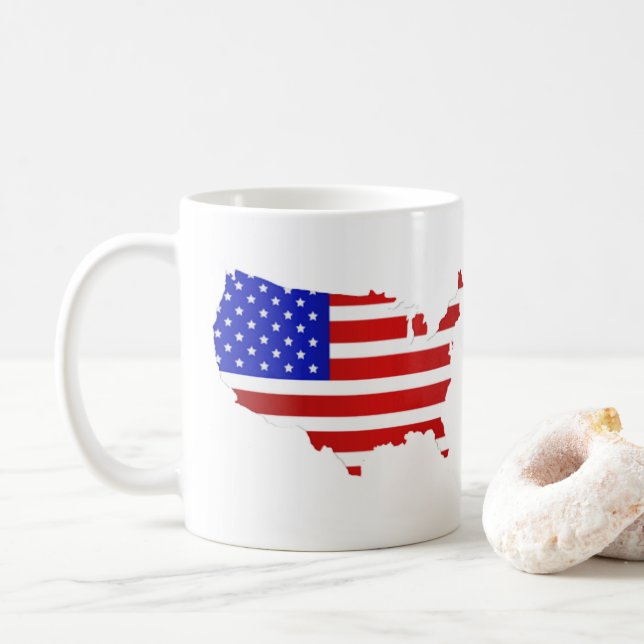 Mug Drapeau américain carte des États-Unis d'Amérique (Avec donut)