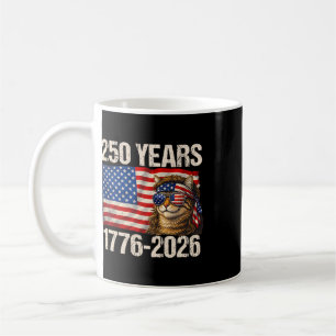 Mug Drapeau américain chat 250 ans 1776-2026 4 juillet