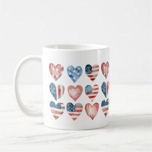 Mug Drapeau américain dans les coeurs