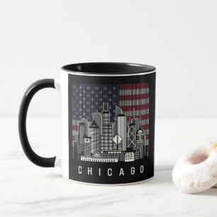 Mug Drapeau américain de Chicago Illinois Skyline