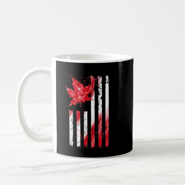 Mug Drapeau américain de la feuille d'érable canadien  (Gauche)